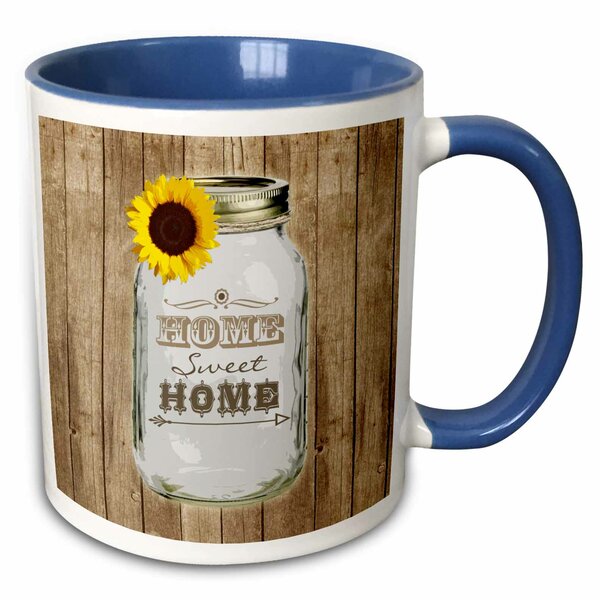 Sheffield Home Coffee Mugs Wayfair   Country Rustic Mason Jar With Sunflower Home Sweet Home Coffee Mug 